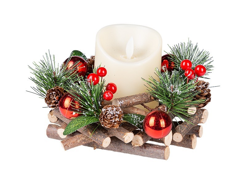 Svícen na LED svíčku, červený, 18x18x10 cm