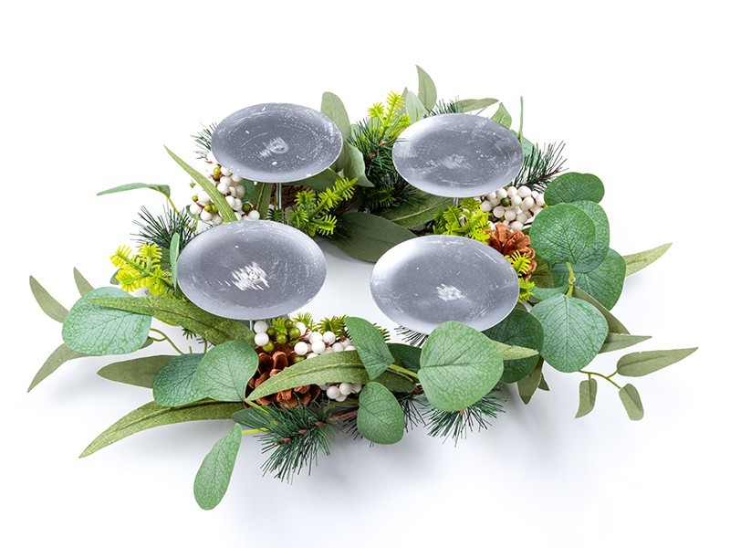 Rustic věnec na LED svíčky, 40x40x10 cm