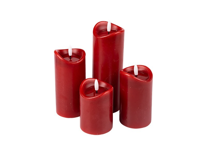Voskové svíčky LED, sada 4 ks,7x10,7x12,50,7x15,7x20 cm
