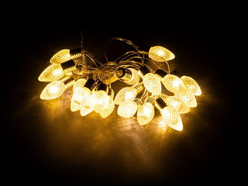 Řetěz 20xLED, žárovičky oválné, teplá bílá