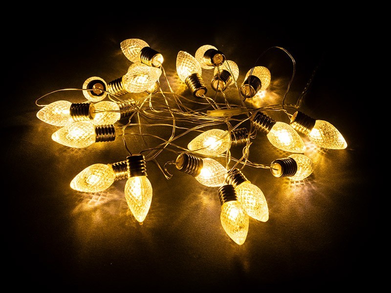 Řetěz 20xLED, žárovičky oválné, teplá bílá