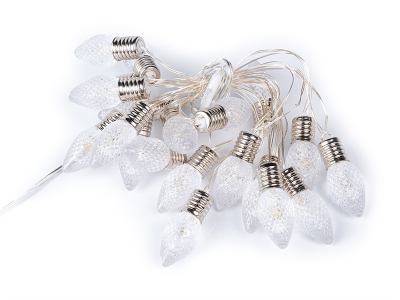Řetěz 20xLED, žárovičky oválné, teplá bílá