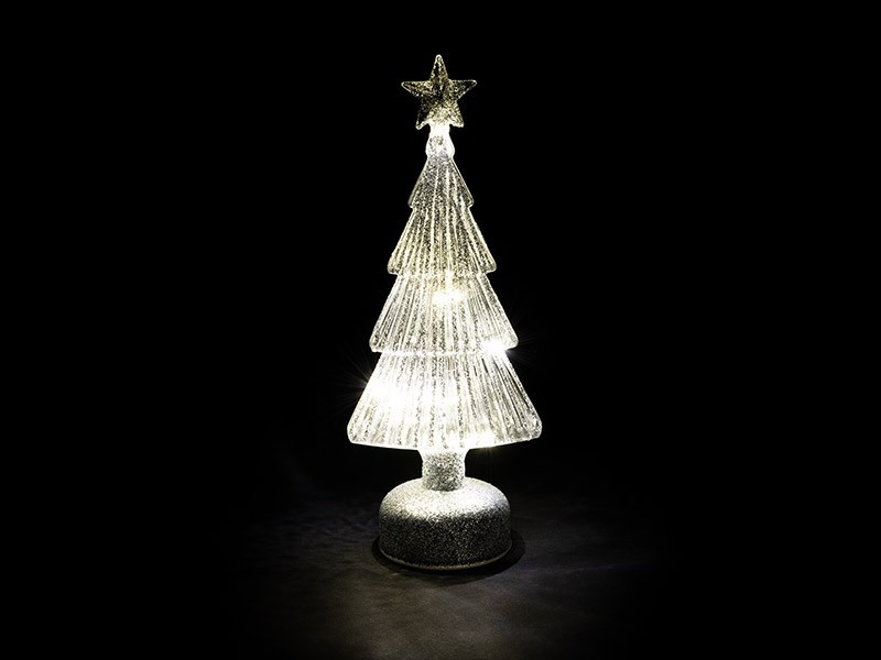 Skleněný stromek LED, 10LED, 11,8x8,3x29,5 cm