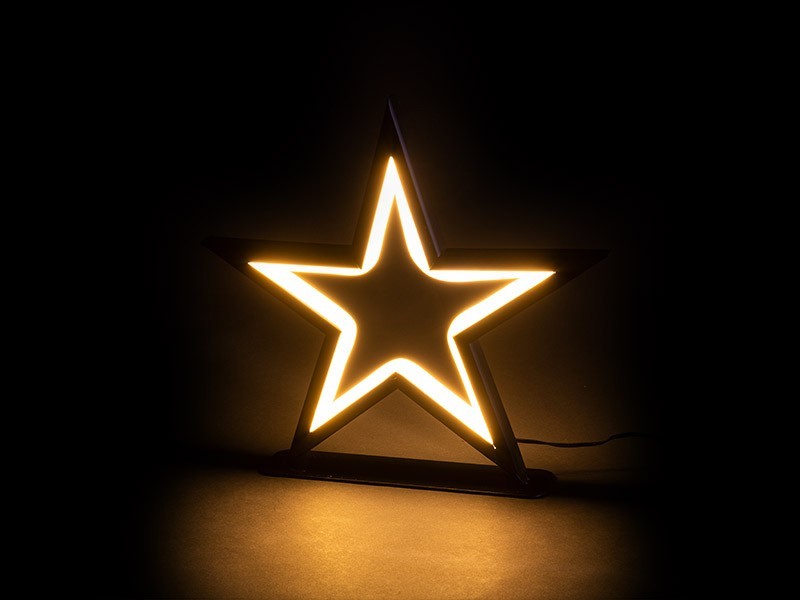 Stojaca LED hviezda, čierna, 25x5x26cm