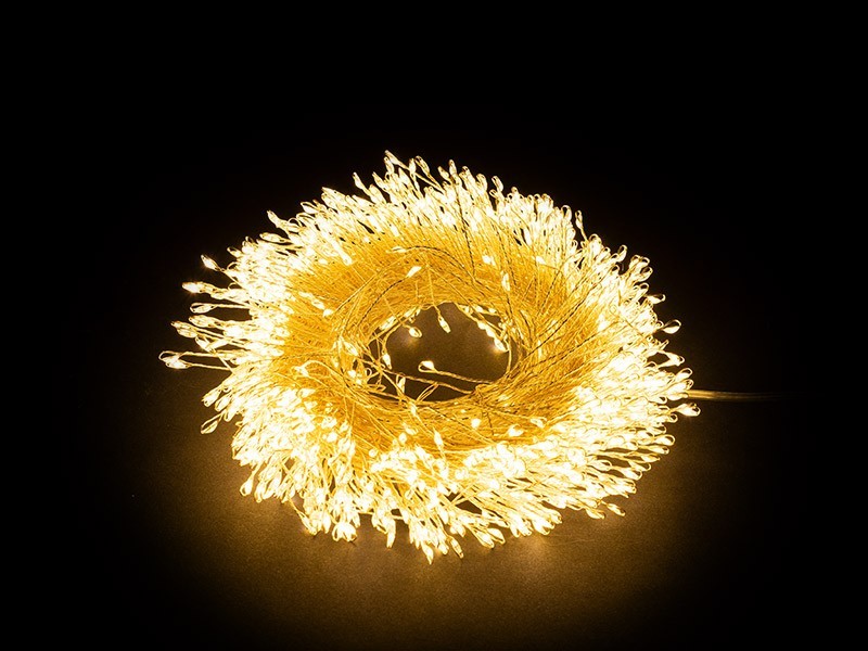 Řetez shlukový 600 LED, 12 m, teplá bílá, venkovní