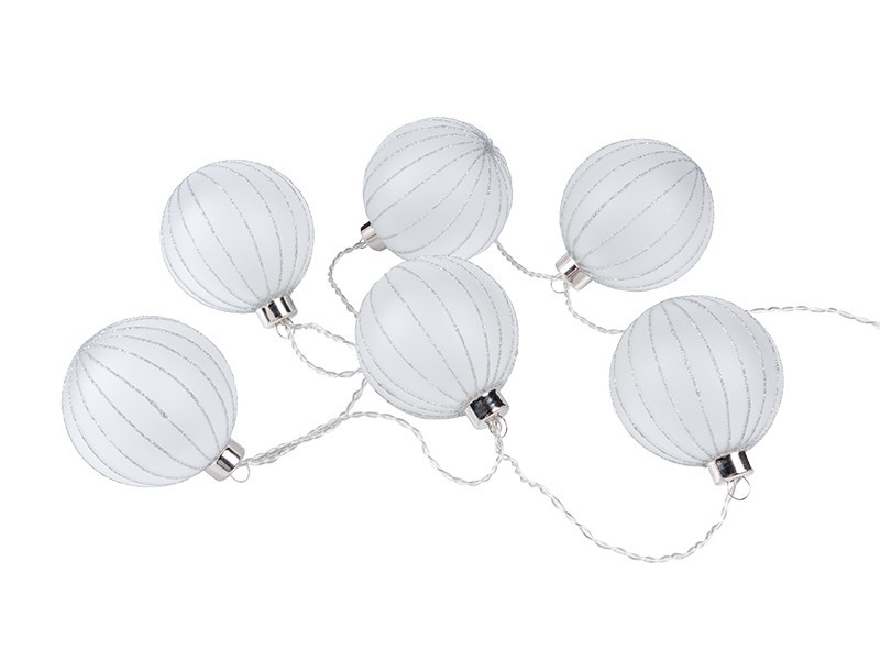 Svetelná sada LED vianočných gúľ, 6ks, 6 LED diód