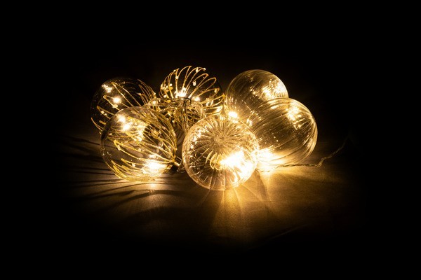 Tmavá sada LED vianočných gúľ, 6ks, 6 LED