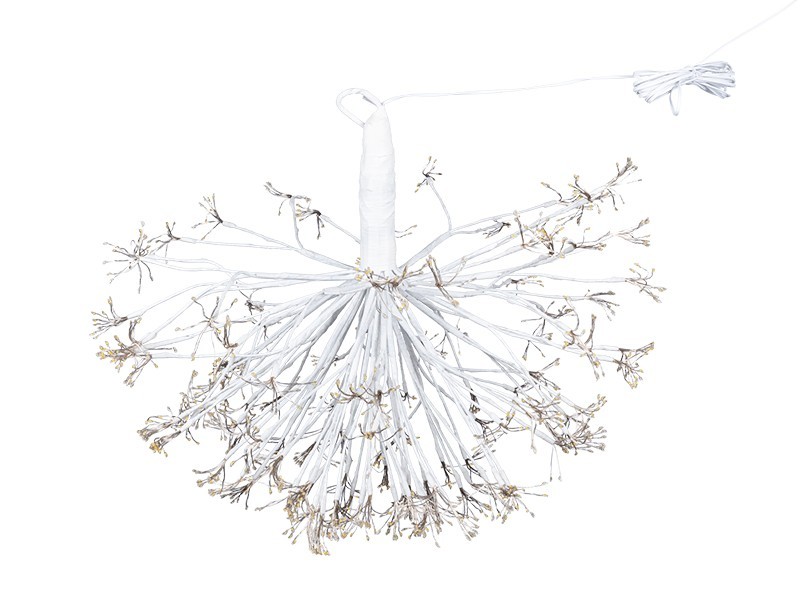 Závesná LED guľa s lúčmi, biela, 50cm, vonkajšia