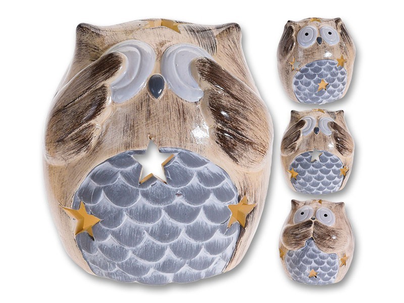 Vánoční svícen sova 8,5x8x9cm - foto 1