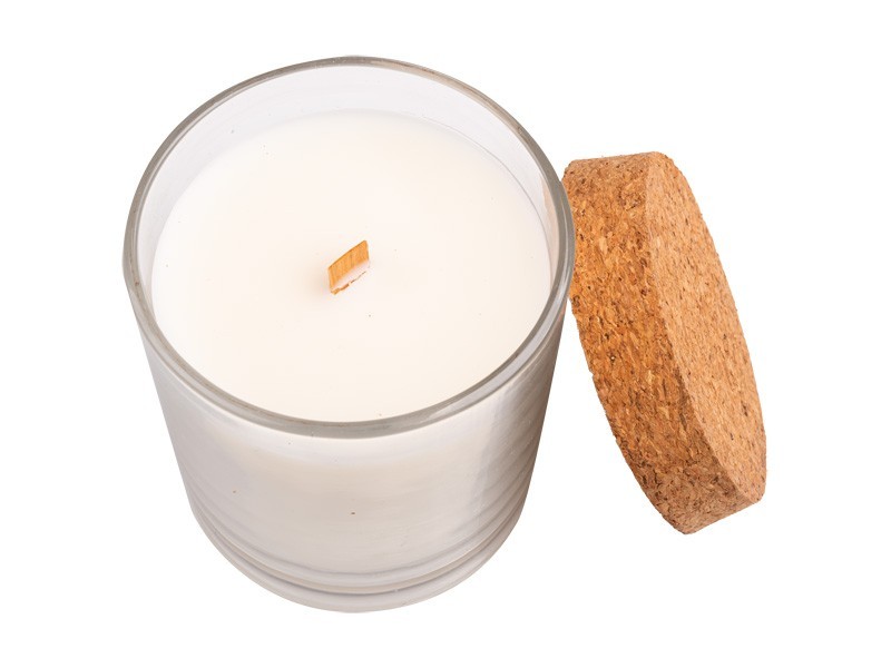 Vonná sójová sviečka s korkovým viečkom, Vianočná šálka bieleho čaju, 10x12,5cm, 500 g