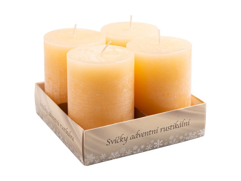 Sviečky adventné rustikálne 4ks krémové, 7x10 cm