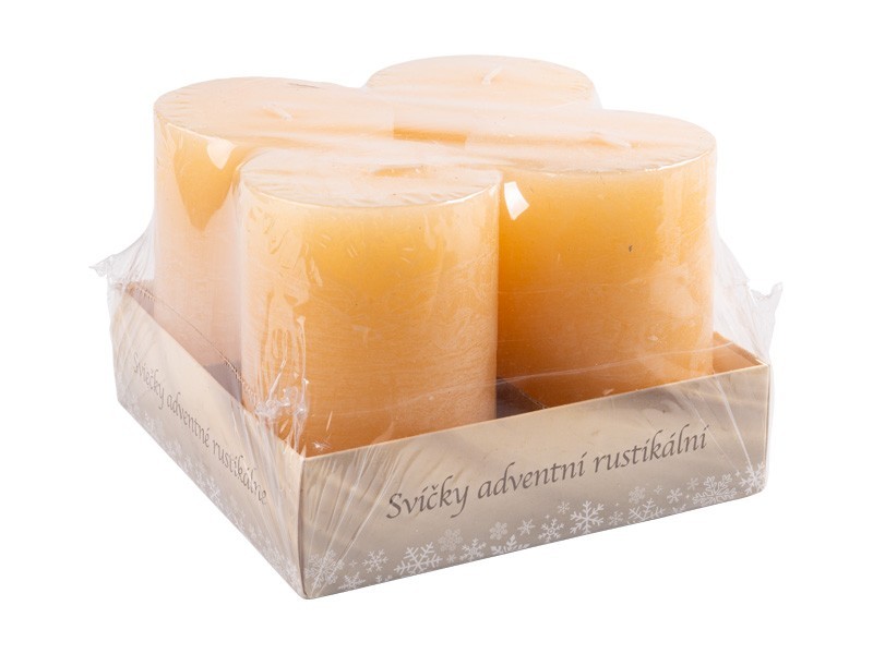 Sviečky adventné rustikálne 4ks krémové, 7x10 cm