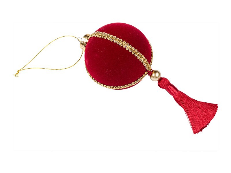 Červená vánoční baňka se střapcem, 1x80 mm - foto 1 Červená vánoční baňka se střapcem, 1x80 mm