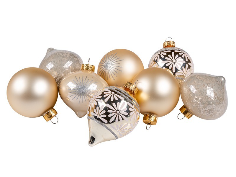 Severské vianočné ozdoby, sklo, 8 ks