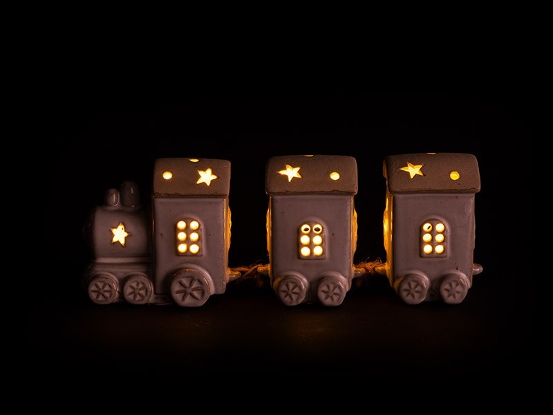 Keramický vláček 24,5x6,5x9,5 cm, LED