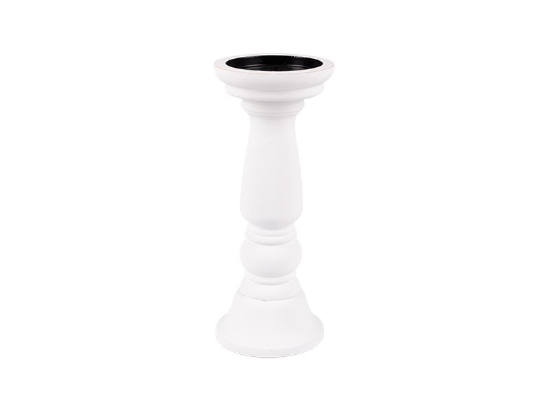 Dřevěný svícen bílý 10x10x25 cm
