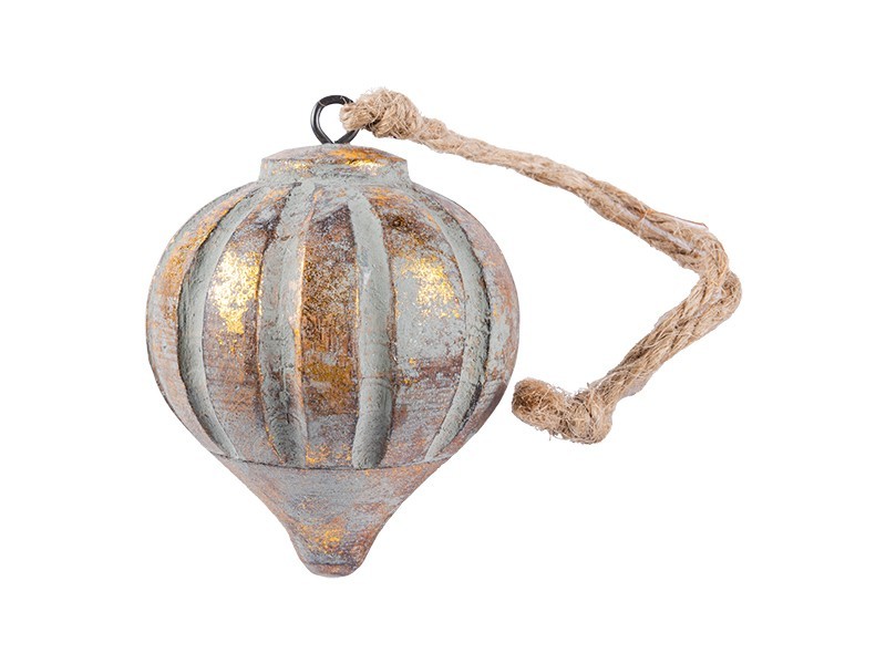 Dekorácia z mangového dreva s rebrovaním, 7x7x9 cm