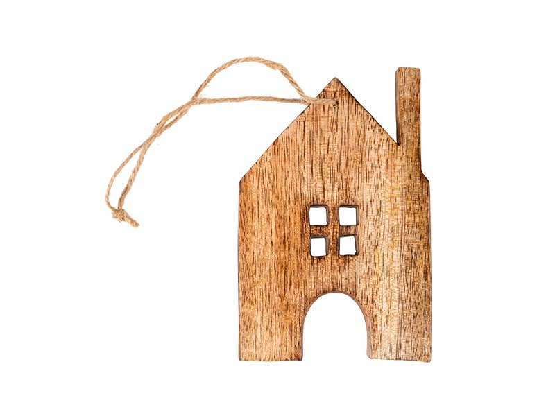 Závesný domček, mangové drevo , 8x12 cm
