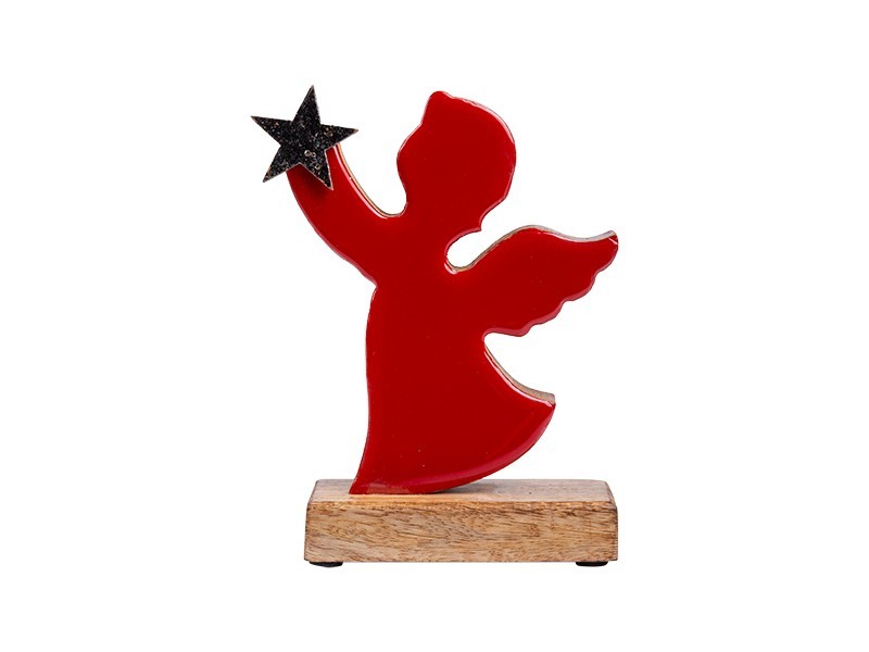 Anděl s hvězdou, mangové dřevo, 14x18 cm - foto 1 Anděl s hvězdou, mangové dřevo, 14x18 cm