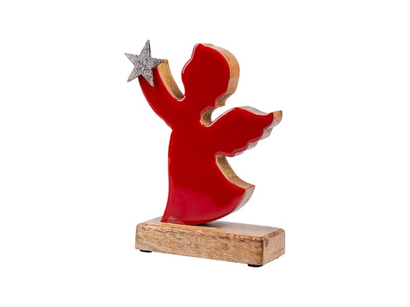 Anděl s hvězdou, mangové dřevo, 14x18 cm - foto 2 Anděl s hvězdou, mangové dřevo, 14x18 cm