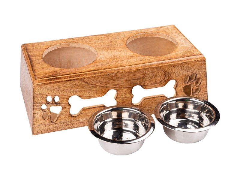 Dvojitá miska pre psa, mangové drevo, 39,50x20x12,50 cm - foto 3 Dvojitá miska pre psa, mangové drevo, 39,50x20x12,50 cm