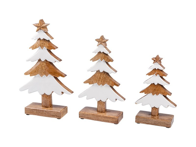 Stromek, severský, mangové dřevo, 3 ks, 11,50x20, 14,25x24,75,17,50x28,50 cm