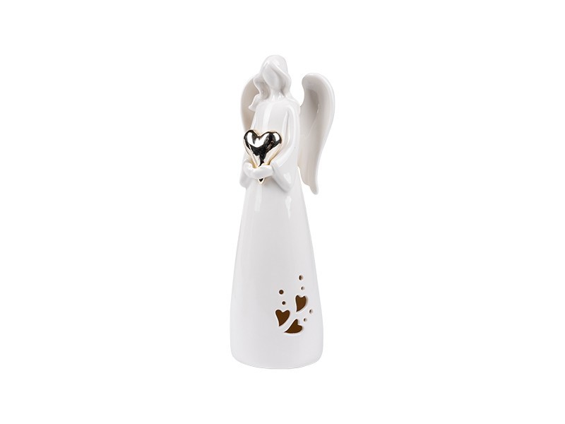 Anděl se srdcem na dlani 9x7,5x25 cm, LED