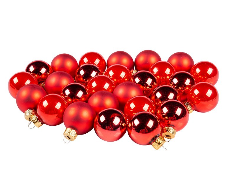 Červené dekorativní kouličky, sklo, 27 ks - foto 1 Červené dekorativní kouličky, sklo, 27 ks