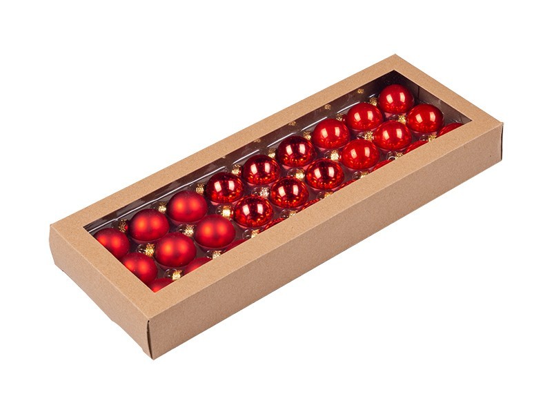 Červené dekorativní kouličky, sklo, 27 ks - foto 2 Červené dekorativní kouličky, sklo, 27 ks