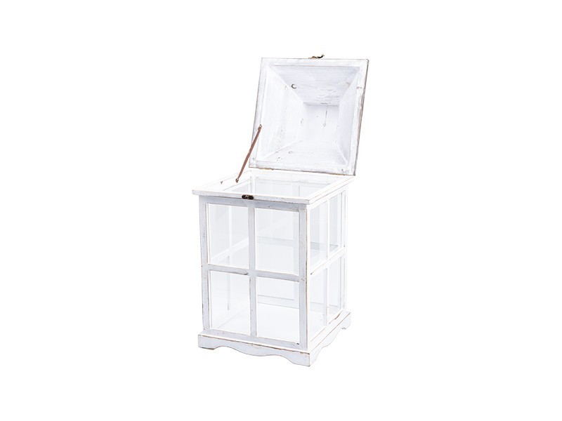 Dřevěná lucerna s patinou, 27,5x26,5x58,5 cm, set 2ks