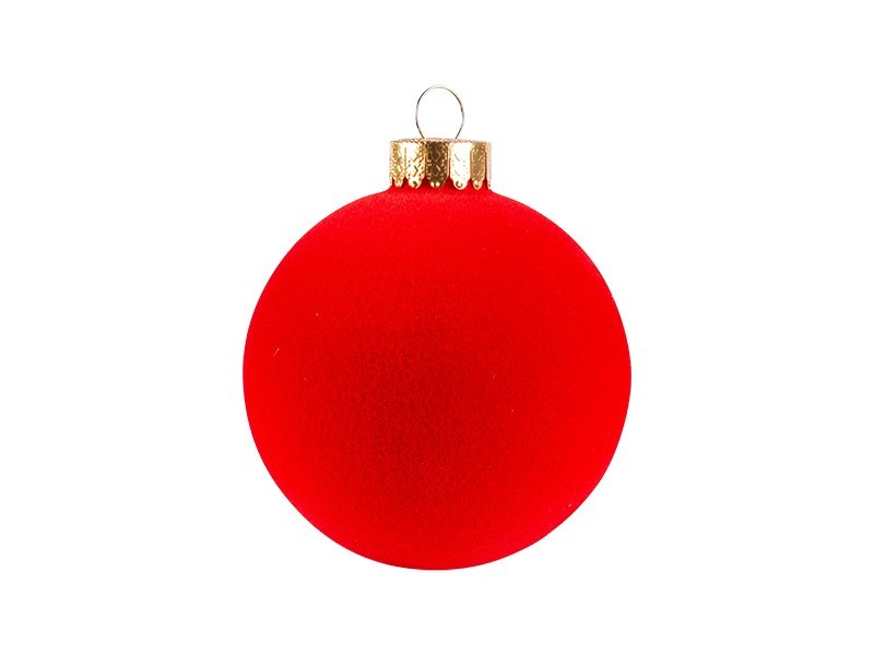 Vianočné zamatové gule, červené, 9x80mm