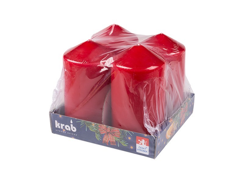 Sviečka valec 60x110mm bordová 4 ks