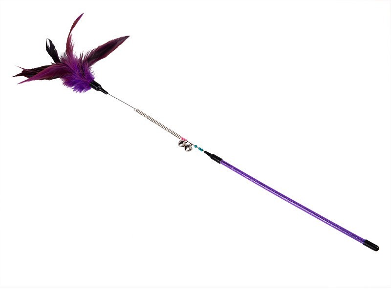 Škádlítko s peřím pro kočky fialové - foto 1 Škádlítko s peřím fialové