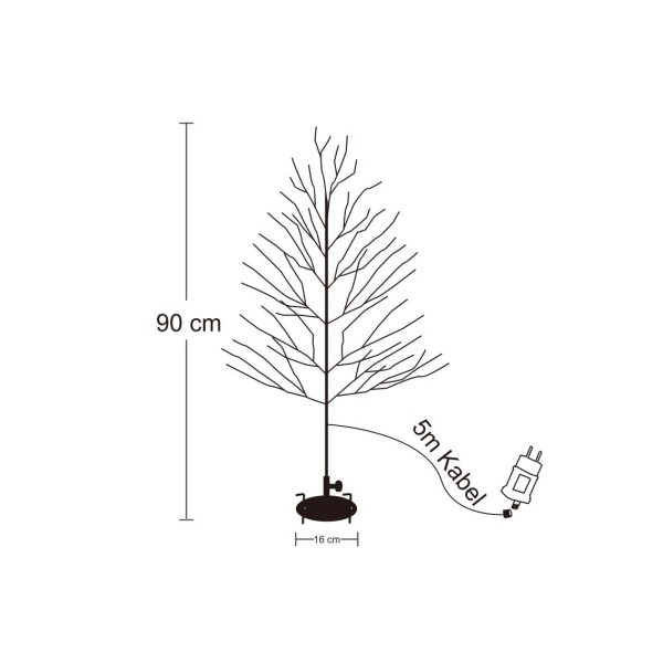 LED větvičkový strom, 90cm, černý, venkovní - foto 3 LED větvičkový strom, 90cm, černý, venkovní