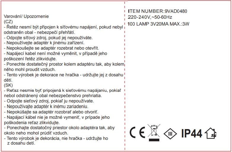 Svetelná reťaz 5m, 100LED, studená biela
