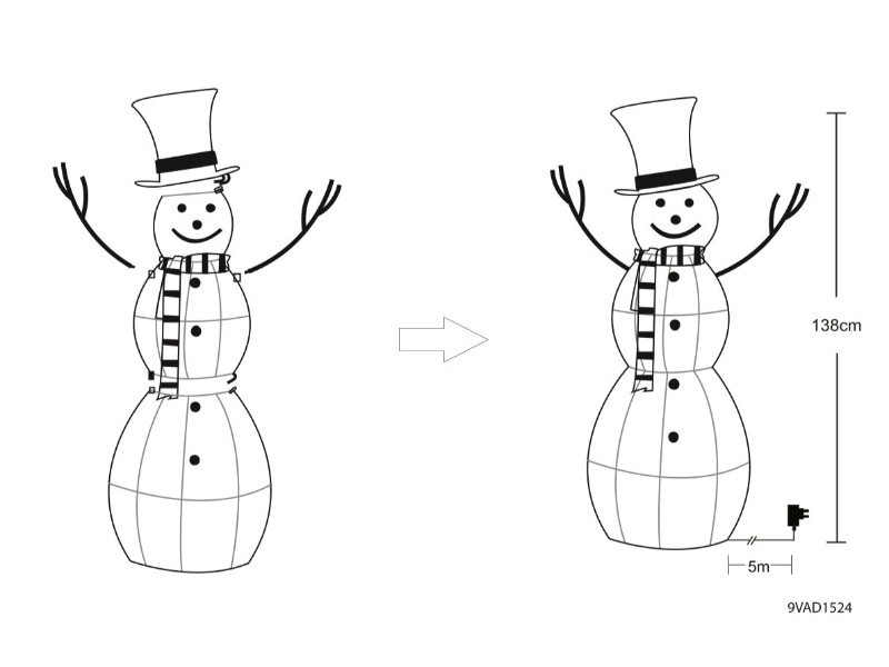 LED snehuliak vonkajší, 80LED, 138 cm