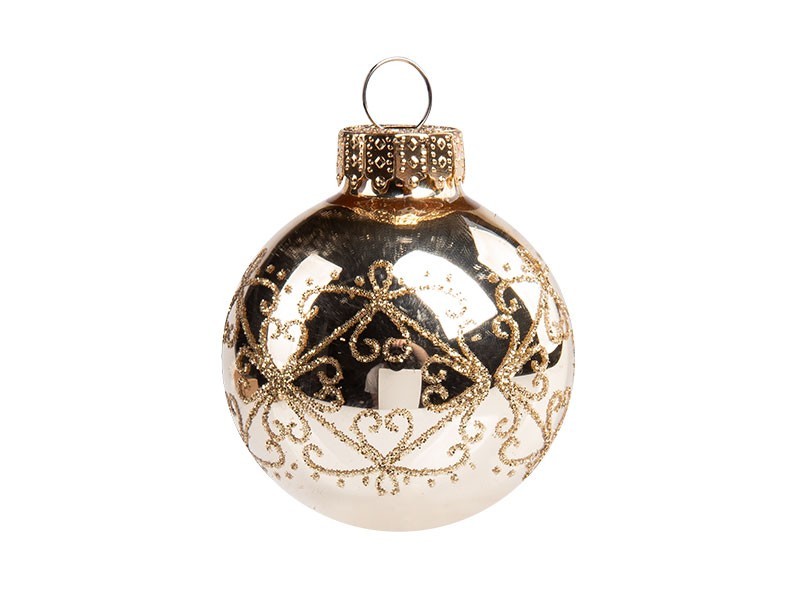 Koule vánoční, sklo, 10ks, dekor, zlatá