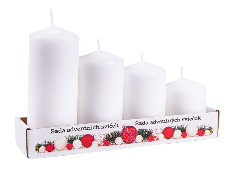 Sada stĺpových sviečok, neparfumované, 4ks