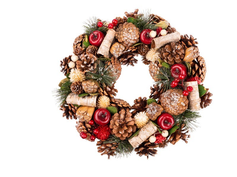 Věnec s jablíčky, 34x34x8,5 cm