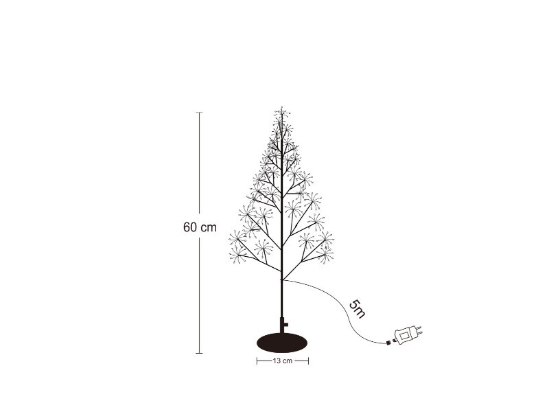Svtelný stromček LED, čierny , 60cm, vonkajší - foto 2 Svtelný stromček LED, čierny , 60cm, vonkajší