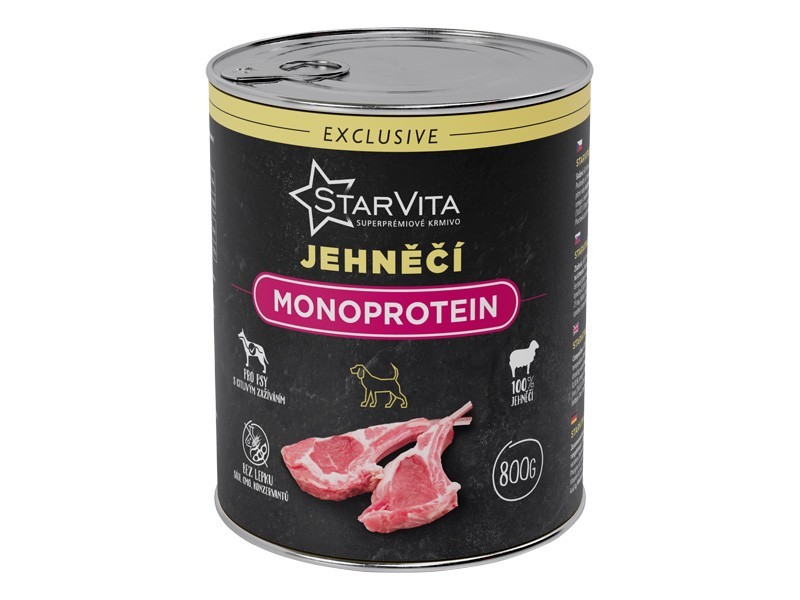 Starvita konzerva pro psy jehněčí monoprotein 800g - foto 1 SV Exclusive pes konz. Jehněčí monoprotein 800 g