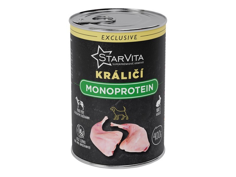 Starvita konzerva pro psy králičí monoprotein 400g - foto 1 SV Exclusive pes konz. Králičí monoprotein 400 g