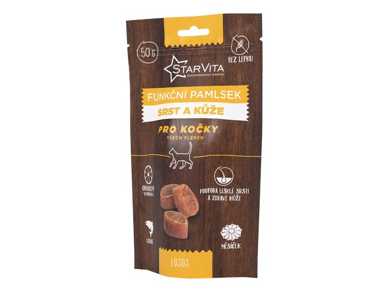 Starvita funkčná maškrta pre mačky - srsť a koža 50 g