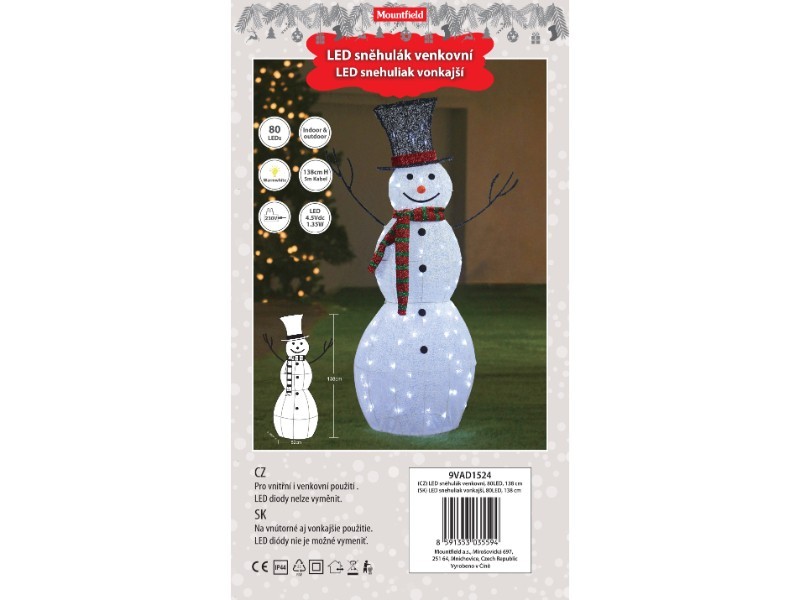 LED snehuliak vonkajší, 80LED, 138 cm