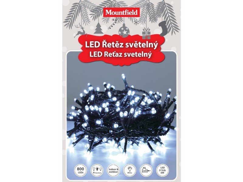 Světelný řetěz 40m, 800LED, studená bílá 8fc