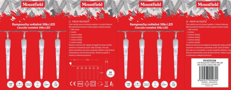 Cencúle 30ks 150LED 7,25m, studená biela