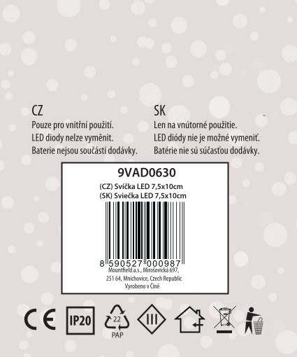 LED svíčka 7,5x10cm, 1ks - foto 5 LED svíčka 7,5x10cm, 1ks