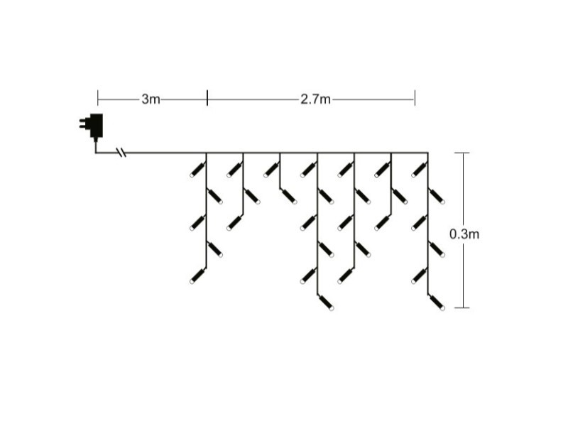 Svetelný záves 2,7m, 72LED, teplá biela - foto 3 Svetelný záves 2,7m, 72LED, teplá biela
