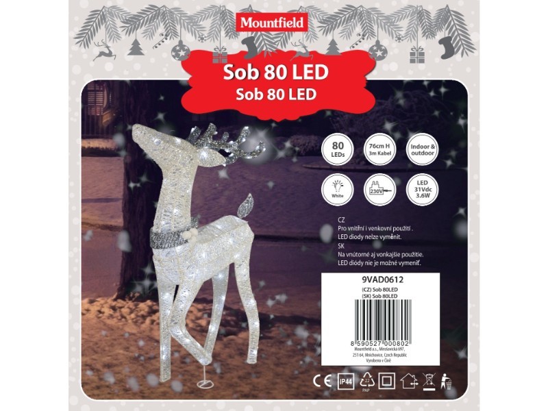 LED dekorácia sob 76cm, 80LED