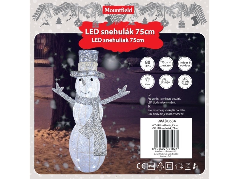 LED dekorace venkovní sněhulák 75cm, 80LED - foto 8 LED dekorace venkovní sněhulák 75cm, 80LED